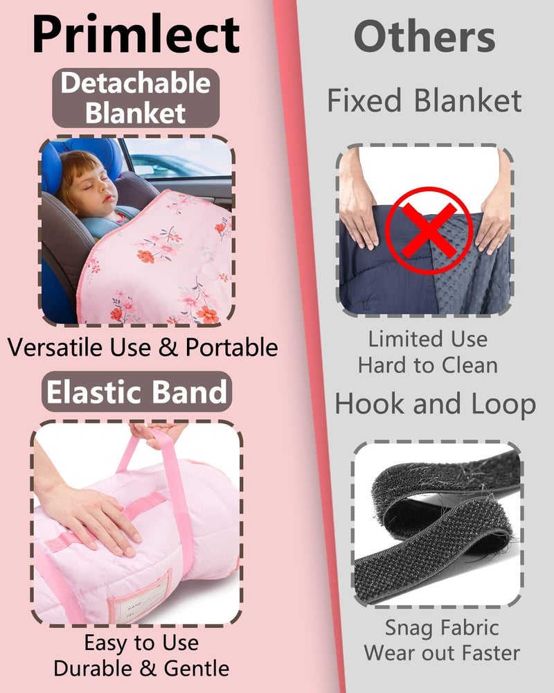 PRIMLECT Toddler Nap Mat with Detachable Blanket and Removable Pillow, Kids Sleeping Bag 55''x35'' for Daycare Preschool Kindergarten, Toddler Sleeping Mat for Boys and Girls - Image 3